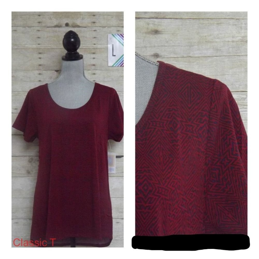LuLaRoe Classic T Large - Blue and Red Graphic Design